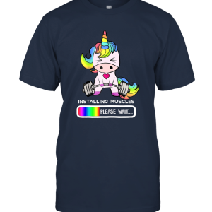 Unicorn Gym Installing Muscles Unicorn Weightlifting Shirt Unisex T-Shirt