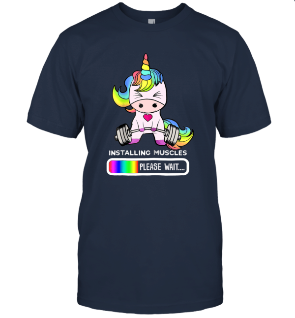 Unicorn Gym Installing Muscles Unicorn Weightlifting Shirt Unisex T-Shirt