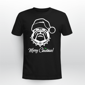 Georgia Bulldog Monogram Merry Christmas white