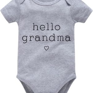Hello Grandma Love Cute Baby Boy Girls Onesie Short Sleeve Bodysuits