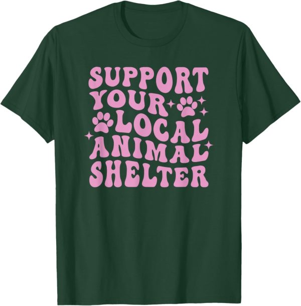 Support Your Local Animal Shelter Rescue Dogs Fur Mama Retro T-Shirt - Image 3