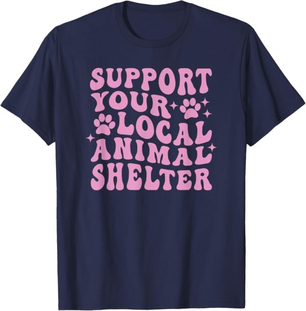 Support Your Local Animal Shelter Rescue Dogs Fur Mama Retro T-Shirt - Image 2