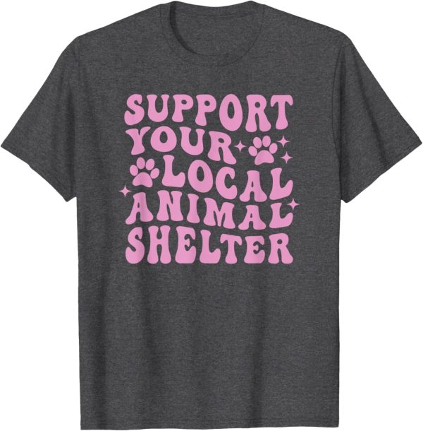 Support Your Local Animal Shelter Rescue Dogs Fur Mama Retro T-Shirt - Image 5