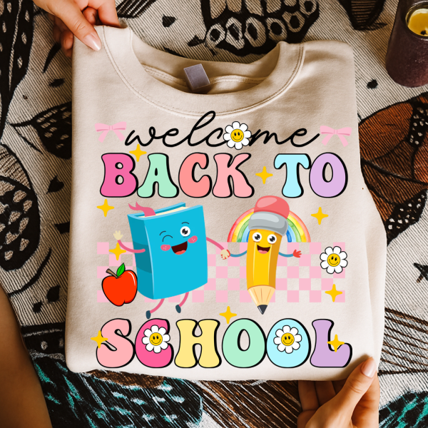 Welcome Back to School Shirt, Cute Book & Pencil Graphic Tee, Teacher Student School Year T-Shirt - Image 2