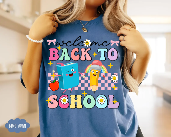 Welcome Back to School Shirt, Cute Book & Pencil Graphic Tee, Teacher Student School Year T-Shirt - Image 6