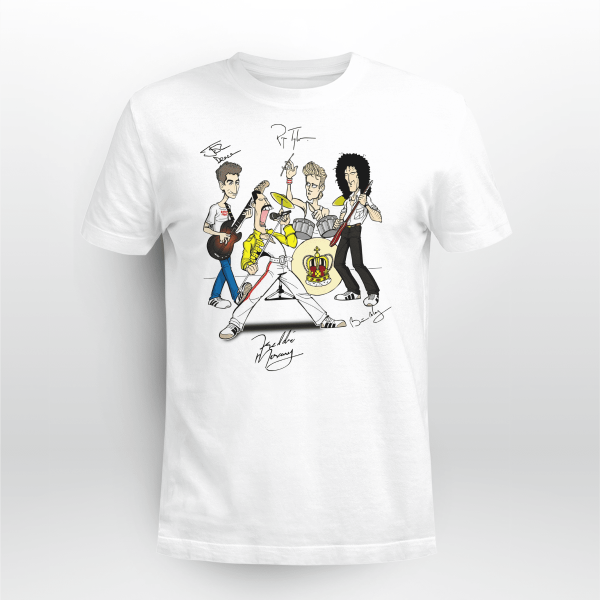 Vtg Queen Freddie Mercury All Members Signatures Shirt Queen Band